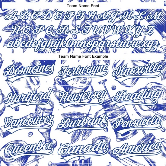 Maglia da baseball Day Royal International bianca con motivo autentico color caffè, design personalizzato 3D Maglia da baseball Day Royal International bianca con motivo autentico color caffè, design personalizzato 3D