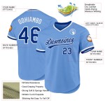 Maglia da baseball personalizzata Light Royal-White, autentica, blu retrò Maglia da baseball personalizzata Light Royal-White, autentica, blu retrò