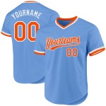 Maglia personalizzata blu autentica da baseball retrò arancione chiaro-bianca Maglia personalizzata blu autentica da baseball retrò arancione chiaro-bianca