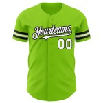 Maglia da baseball personalizzata verde neon autentica bianco-nera Maglia da baseball personalizzata verde neon autentica bianco-nera