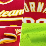 Maglia da baseball autentica, stile retrò, verde acqua neon e bianca, personalizzata Maglia da baseball autentica, stile retrò, verde acqua neon e bianca, personalizzata
