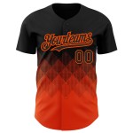 Maglia da baseball personalizzata con motivo quadrato arancione Forme, design autentico 3D nero Maglia da baseball personalizzata con motivo quadrato arancione Forme, design autentico 3D nero
