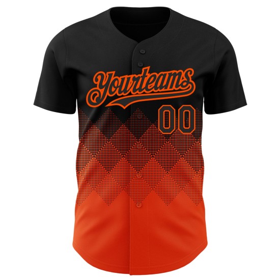 Maglia da baseball personalizzata con motivo quadrato arancione Forme, design autentico 3D nero Maglia da baseball personalizzata con motivo quadrato arancione Forme, design autentico 3D nero