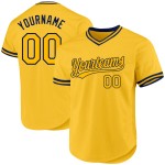 Maglia da baseball retrò autentica personalizzata in oro blu navy Maglia da baseball retrò autentica personalizzata in oro blu navy