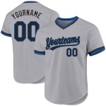 Maglia da baseball personalizzata retrò nera-blu grigia autentica Maglia da baseball personalizzata retrò nera-blu grigia autentica