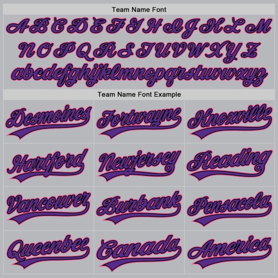 Maglia da baseball personalizzata retrò, autentica, grigia, viola e rosa Maglia da baseball personalizzata retrò, autentica, grigia, viola e rosa