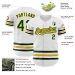 Maglia da baseball autentica personalizzata verde-oro con linea bianca Maglia da baseball autentica personalizzata verde-oro con linea bianca