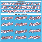Maglia da baseball autentica personalizzata, blu cielo, bianca e rossa Maglia da baseball autentica personalizzata, blu cielo, bianca e rossa