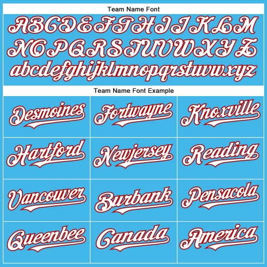 Maglia da baseball autentica personalizzata, blu cielo, bianca e rossa Maglia da baseball autentica personalizzata, blu cielo, bianca e rossa