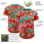 Maglia da baseball Kelly Northeast con motivo autentica, rossa, 3D, verde e bianco, personalizzata con fiori cinesi Maglia da baseball Kelly Northeast con motivo autentica, rossa, 3D, verde e bianco, personalizzata con fiori cinesi