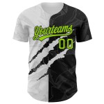 Maglia da baseball con motivo 3D, autentica, verde-nera, graffiti, graffio, neon, personalizzata Maglia da baseball con motivo 3D, autentica, verde-nera, graffiti, graffio, neon, personalizzata