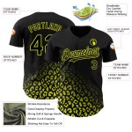 Maglia da baseball gialla con motivo leopardato, stampa 3D personalizzata, design autentico, sfumatura nera neon Maglia da baseball gialla con motivo leopardato, stampa 3D personalizzata, design autentico, sfumatura nera neon