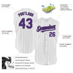 Maglia da baseball personalizzata autentica a righe viola nera bianca senza maniche Maglia da baseball personalizzata autentica a righe viola nera bianca senza maniche