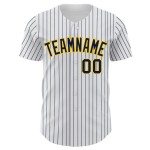 Maglia da baseball a righe gialle autentiche personalizzate, blu navy, bianca Maglia da baseball a righe gialle autentiche personalizzate, blu navy, bianca