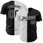 Maglia da baseball a righe bianche e nere personalizzata, autentica e alla moda, nera Maglia da baseball a righe bianche e nere personalizzata, autentica e alla moda, nera