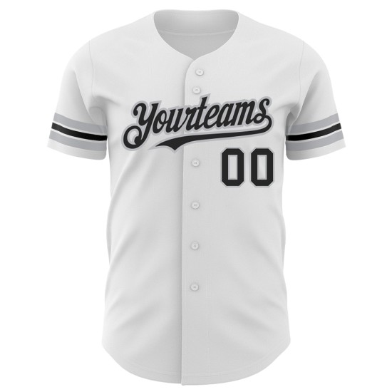 Maglia da baseball personalizzata autentica nera e grigia bianca Maglia da baseball personalizzata autentica nera e grigia bianca