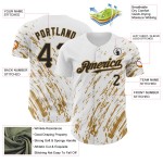 Maglia da baseball astratta con design autentico 3D bianco e nero, modello personalizzato, con schizzi d'oro Maglia da baseball astratta con design autentico 3D bianco e nero, modello personalizzato, con schizzi d'oro