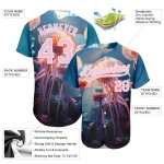 Maglia da baseball rosa-bianca con motivo a meduse galleggianti, 3D, motivo Oceano, autentico e personalizzato Maglia da baseball rosa-bianca con motivo a meduse galleggianti, 3D, motivo Oceano, autentico e personalizzato