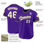Maglia da baseball vintage personalizzata, viola, autentica, oro e nero Maglia da baseball vintage personalizzata, viola, autentica, oro e nero