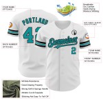 Maglia da baseball personalizzata bianca autentica verde acqua e nera Maglia da baseball personalizzata bianca autentica verde acqua e nera