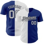 Maglia da baseball autentica Royal nera e grigia a righe sottili, personalizzata alla moda Maglia da baseball autentica Royal nera e grigia a righe sottili, personalizzata alla moda