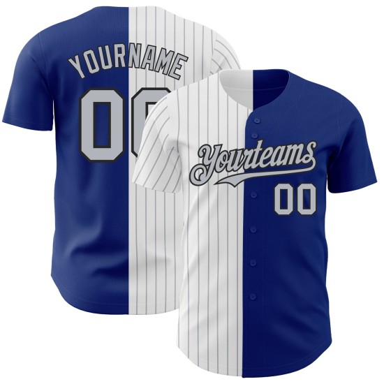 Maglia da baseball autentica Royal nera e grigia a righe sottili, personalizzata alla moda Maglia da baseball autentica Royal nera e grigia a righe sottili, personalizzata alla moda