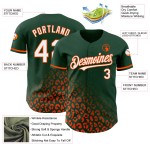 Maglia da baseball con stampa 3D personalizzata leopardata, motivo verde, bianco e arancione, con design sbiadito autentico Maglia da baseball con stampa 3D personalizzata leopardata, motivo verde, bianco e arancione, con design sbiadito autentico