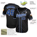 Maglia da baseball personalizzata autentica in mesh nera, stile retrò, colore bianco-reale Maglia da baseball personalizzata autentica in mesh nera, stile retrò, colore bianco-reale
