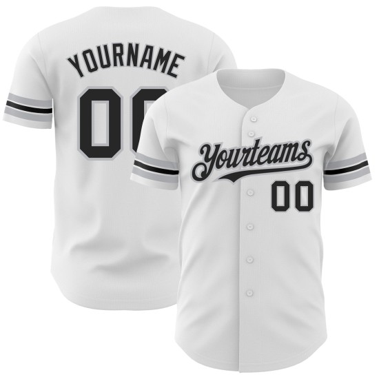 Maglia da baseball personalizzata autentica nera e grigia bianca Maglia da baseball personalizzata autentica nera e grigia bianca