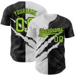 Maglia da baseball con motivo 3D, autentica, verde-nera, graffiti, graffio, neon, personalizzata Maglia da baseball con motivo 3D, autentica, verde-nera, graffiti, graffio, neon, personalizzata