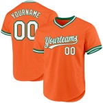 Maglia da baseball retrò bianca e verde Kelly personalizzata arancione autentica Maglia da baseball retrò bianca e verde Kelly personalizzata arancione autentica