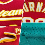 Maglia da baseball retrò autentica, color verde acqua, personalizzata, arancione-nera Maglia da baseball retrò autentica, color verde acqua, personalizzata, arancione-nera