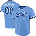 Maglia da baseball personalizzata Light Royal-White, autentica, blu retrò Maglia da baseball personalizzata Light Royal-White, autentica, blu retrò
