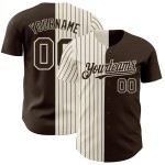 Maglia da baseball marrone crema personalizzata, autentica, a righe divise, alla moda Maglia da baseball marrone crema personalizzata, autentica, a righe divise, alla moda