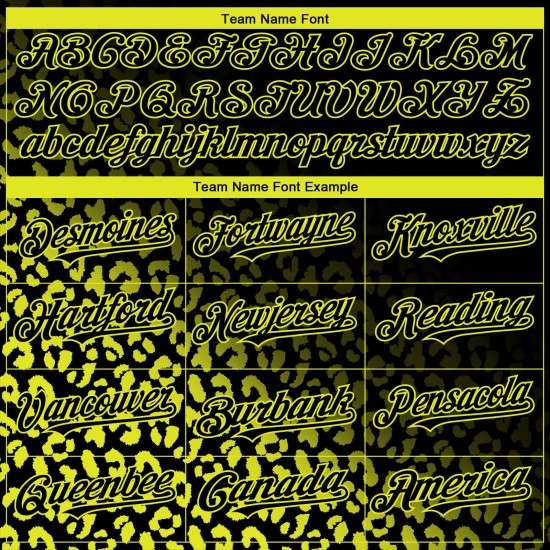 Maglia da baseball gialla con motivo leopardato, stampa 3D personalizzata, design autentico, sfumatura nera neon Maglia da baseball gialla con motivo leopardato, stampa 3D personalizzata, design autentico, sfumatura nera neon