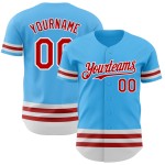 Maglia da baseball autentica personalizzata Sky, linea blu rossa e bianca Maglia da baseball autentica personalizzata Sky, linea blu rossa e bianca