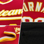 Maglia da baseball personalizzata retrò autentica, rossa e oro, nera Maglia da baseball personalizzata retrò autentica, rossa e oro, nera