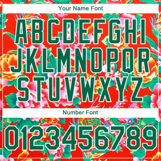 Maglia da baseball Kelly Northeast con motivo autentica, rossa, 3D, verde e bianco, personalizzata con fiori cinesi Maglia da baseball Kelly Northeast con motivo autentica, rossa, 3D, verde e bianco, personalizzata con fiori cinesi