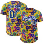Maglia da baseball Northeast Big Flower Pattern Royal-White Design, personalizzata in Cina, autentica, 3D, gialla Maglia da baseball Northeast Big Flower Pattern Royal-White Design, personalizzata in Cina, autentica, 3D, gialla