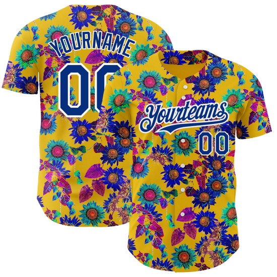 Maglia da baseball Northeast Big Flower Pattern Royal-White Design, personalizzata in Cina, autentica, 3D, gialla Maglia da baseball Northeast Big Flower Pattern Royal-White Design, personalizzata in Cina, autentica, 3D, gialla