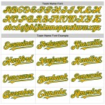 Maglia da baseball autentica personalizzata verde-oro con linea bianca Maglia da baseball autentica personalizzata verde-oro con linea bianca