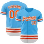 Maglia autentica da baseball blu cielo arancione-bianca personalizzata Maglia autentica da baseball blu cielo arancione-bianca personalizzata