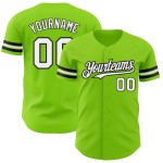 Maglia da baseball personalizzata verde neon autentica bianco-nera Maglia da baseball personalizzata verde neon autentica bianco-nera