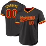 Maglia da baseball personalizzata retrò autentica, rossa e oro, nera Maglia da baseball personalizzata retrò autentica, rossa e oro, nera
