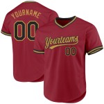 Maglia da baseball autentica nera antica personalizzata Gold Throwback Maroon Maglia da baseball autentica nera antica personalizzata Gold Throwback Maroon