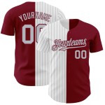 Maglia da baseball Crimson Pinstripe Fashion personalizzata, divisa bianco-grigio, autentica Maglia da baseball Crimson Pinstripe Fashion personalizzata, divisa bianco-grigio, autentica
