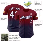 Maglia da baseball personalizzata Fade White-Navy Pinstripe autentica alla moda bordeaux Maglia da baseball personalizzata Fade White-Navy Pinstripe autentica alla moda bordeaux