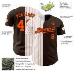Maglia da baseball personalizzata bianca e arancione, autentica, alla moda, a righe marroni Maglia da baseball personalizzata bianca e arancione, autentica, alla moda, a righe marroni