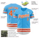 Maglia autentica da baseball blu cielo arancione-bianca personalizzata Maglia autentica da baseball blu cielo arancione-bianca personalizzata