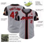 Maglia da baseball con 3 colori personalizzati, forme autentiche del braccio, colore rosso-nero Maglia da baseball con 3 colori personalizzati, forme autentiche del braccio, colore rosso-nero